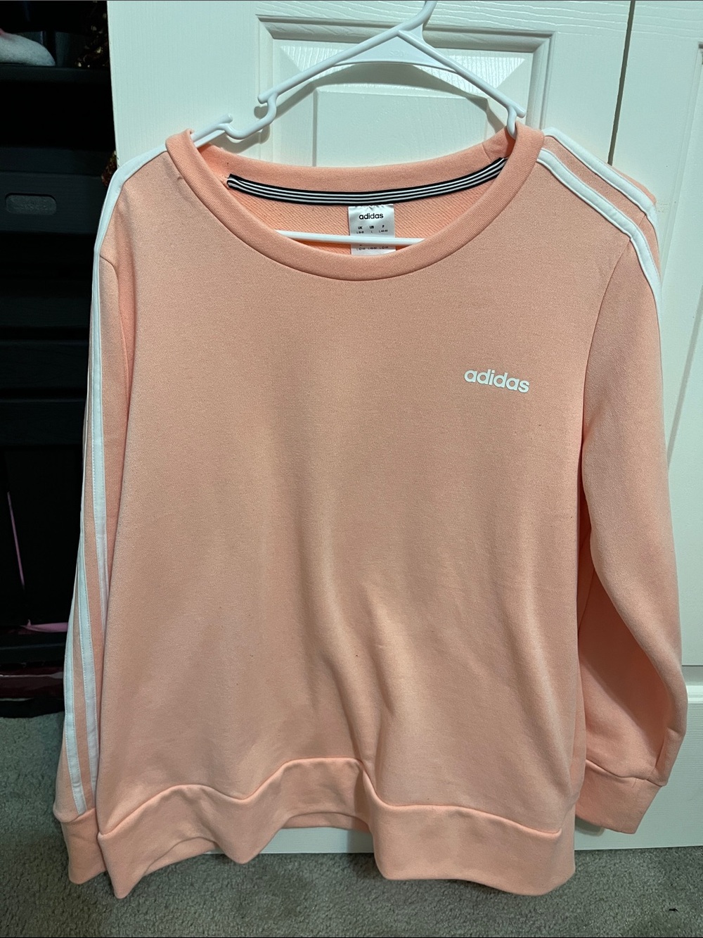 adidas Coral Pink Crewneck with Black-White Trim
